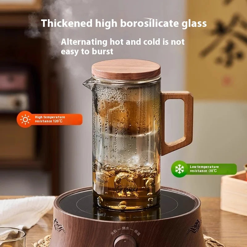 magnetic Lid Suction Teapot High Temperature Resistant Glass Tea Set Press to Make Teapot Separation Filter Teacup Kettle