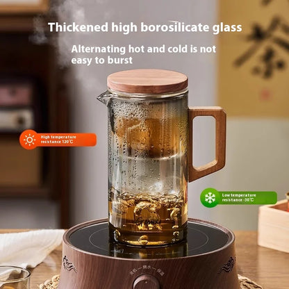 magnetic Lid Suction Teapot High Temperature Resistant Glass Tea Set Press to Make Teapot Separation Filter Teacup Kettle