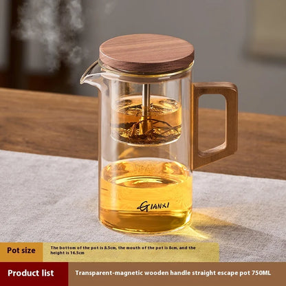 magnetic Lid Suction Teapot High Temperature Resistant Glass Tea Set Press to Make Teapot Separation Filter Teacup Kettle