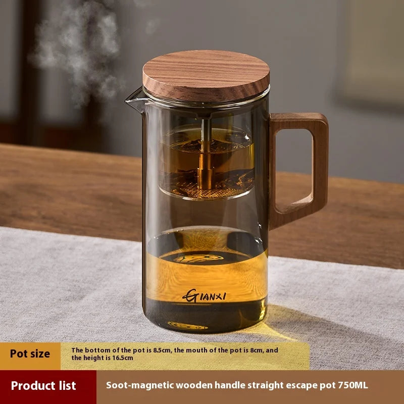 magnetic Lid Suction Teapot High Temperature Resistant Glass Tea Set Press to Make Teapot Separation Filter Teacup Kettle