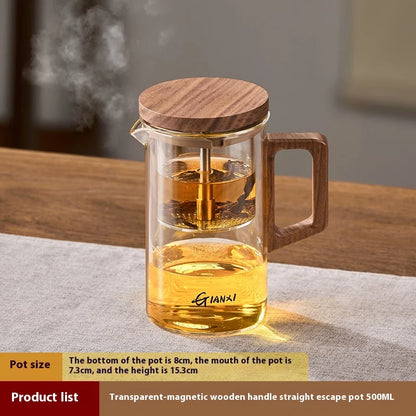 magnetic Lid Suction Teapot High Temperature Resistant Glass Tea Set Press to Make Teapot Separation Filter Teacup Kettle
